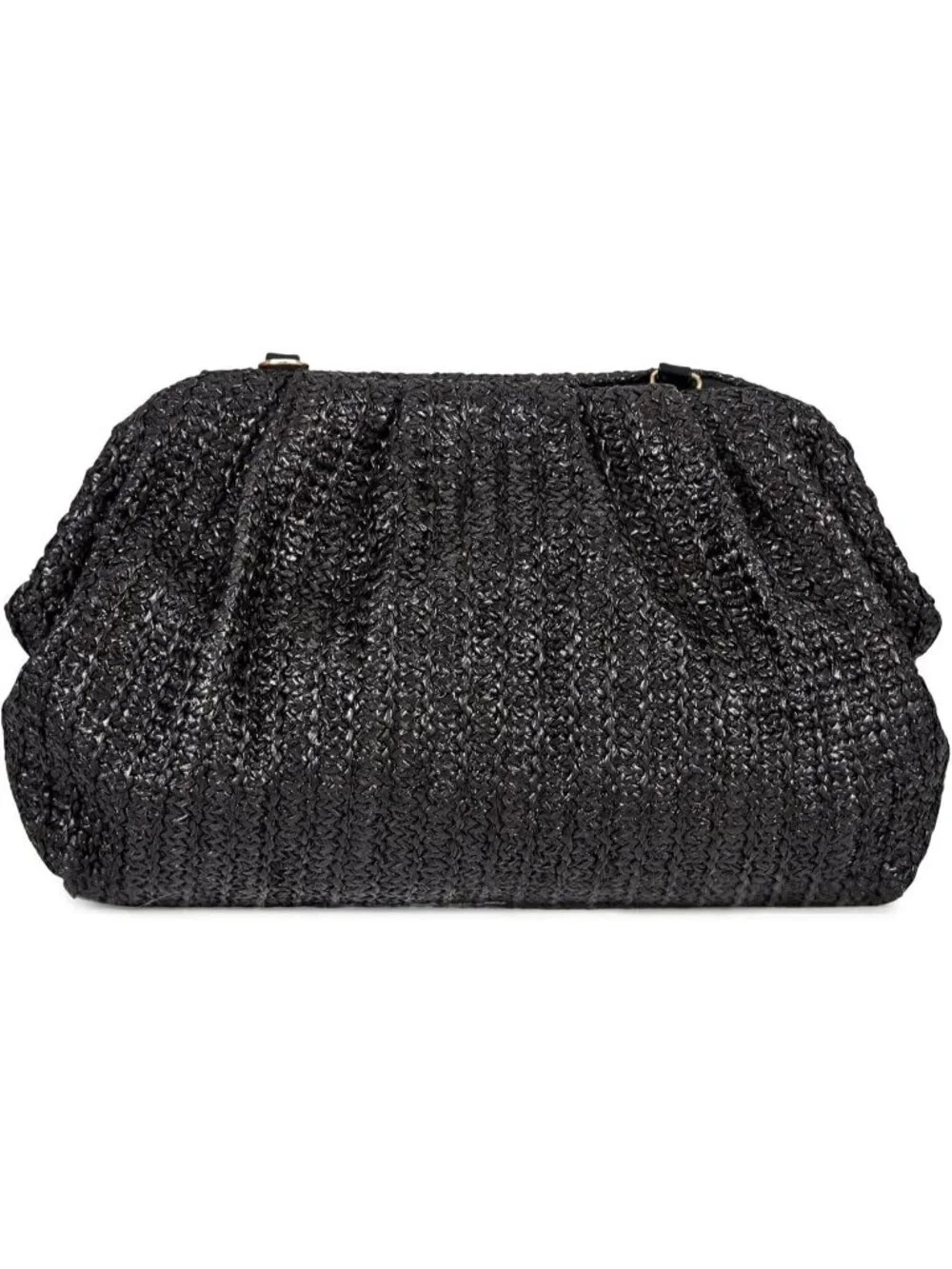 Women’s Black Straw Woven Clutch Purse Crossbody Evening Wedding Handbag
